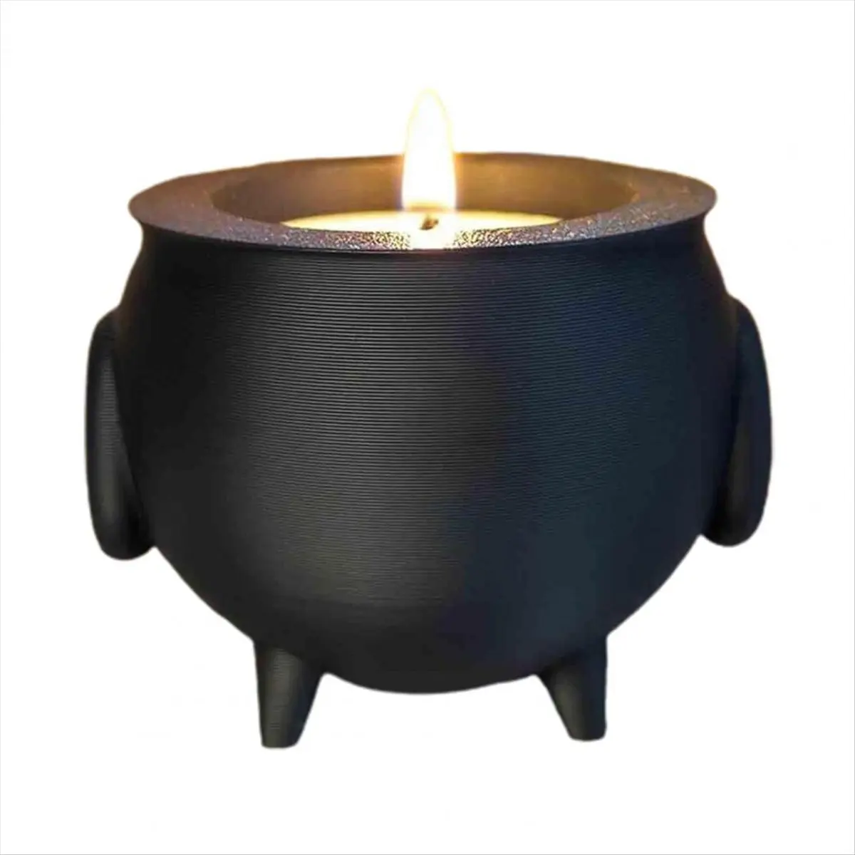 A32I Cauldron Tea Light Holder Halloween Spooky 3D Printed Black Witch Jar Candle Holder Festival Partys Desktop Decoration B
