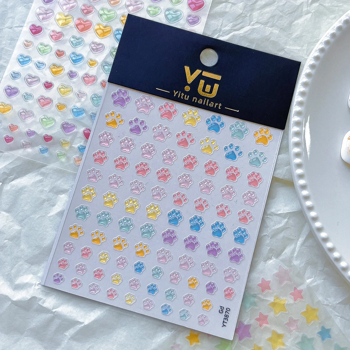 Adesivi per unghie color gelatina 3D stella a cinque punti/cuore/lettera decalcomanie per nail art colorato traslucido glitter effetto gel manicure fai da te
