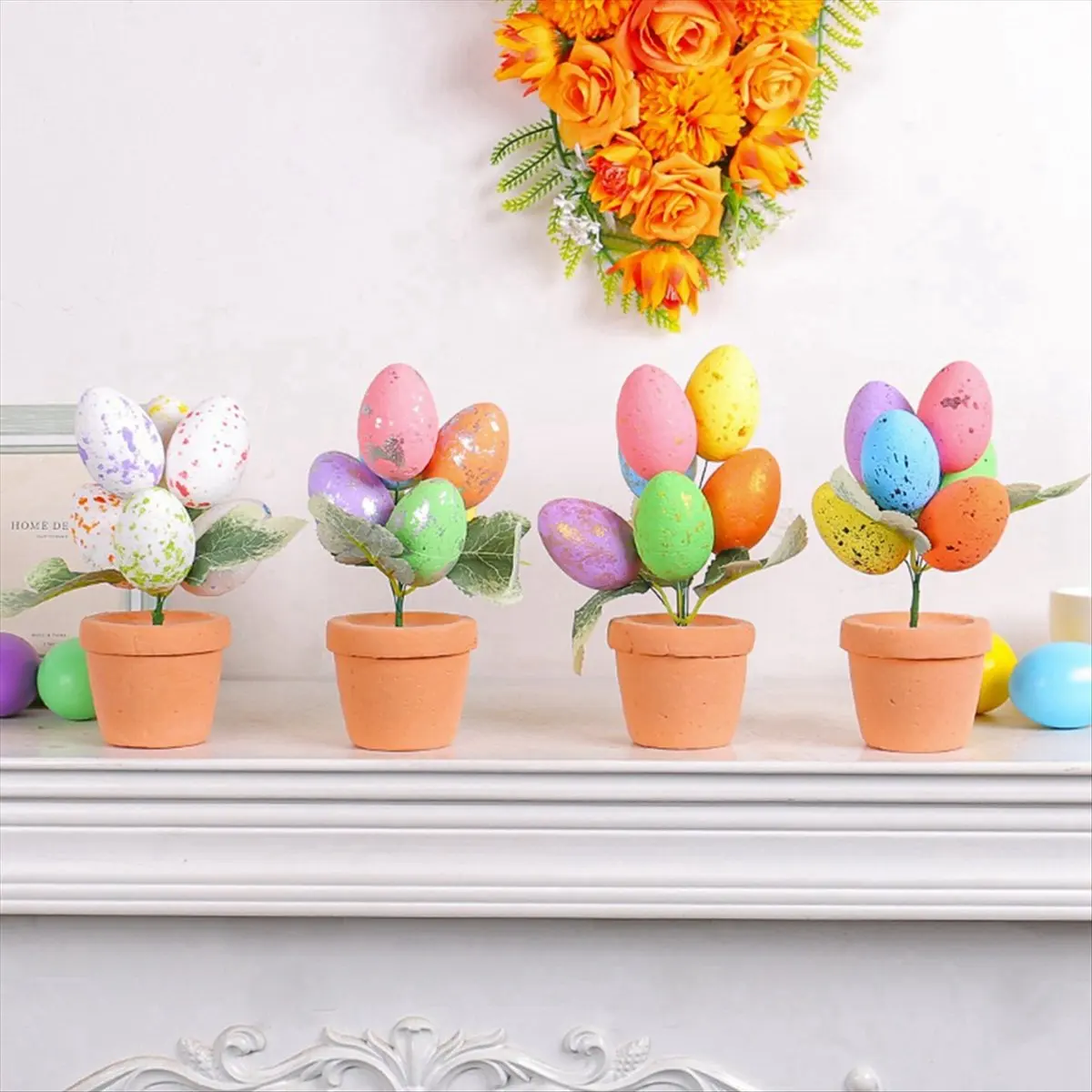 A56K Easter Day Colourful Eggs Potting Speckled Eggs Bonsai Easter Desktop Ornaments Decor for Home 2024 Style 4, 1PCS