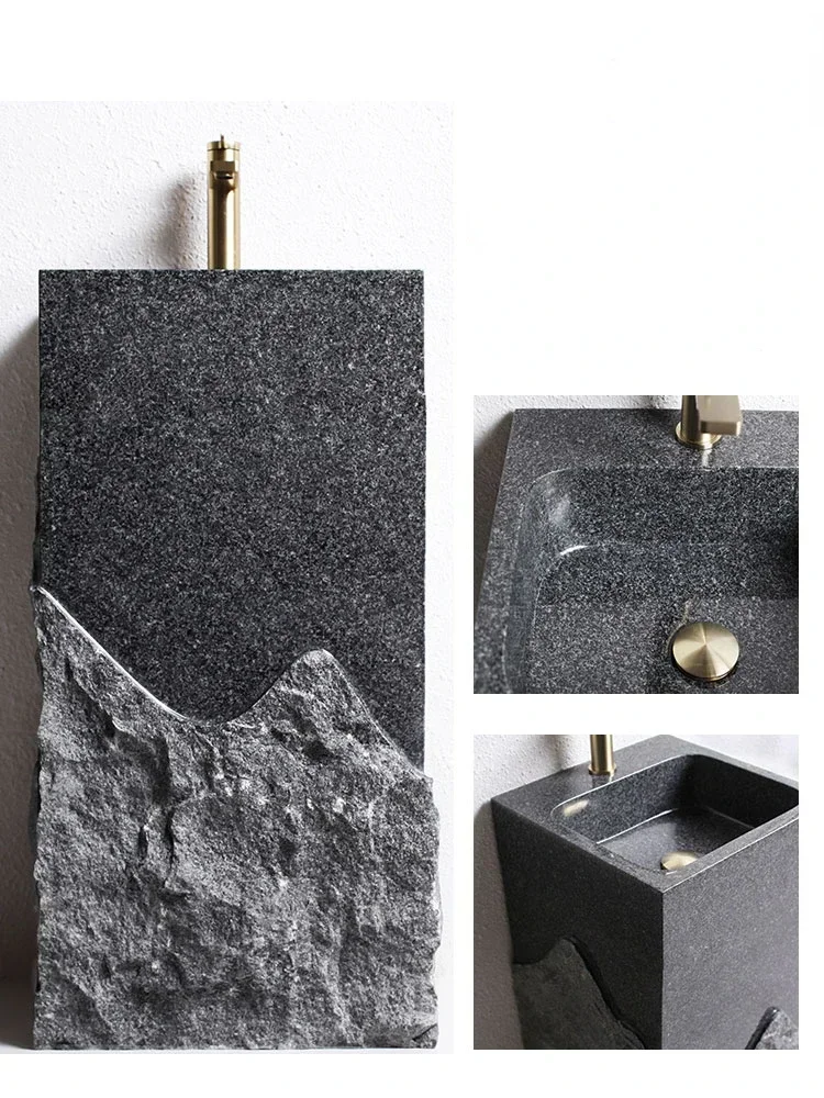 Whole Stone Column Basin, Outdoor Courtyard, Floor Standing, Light Luxury Washbasin, Household Balcony, Stone Sink