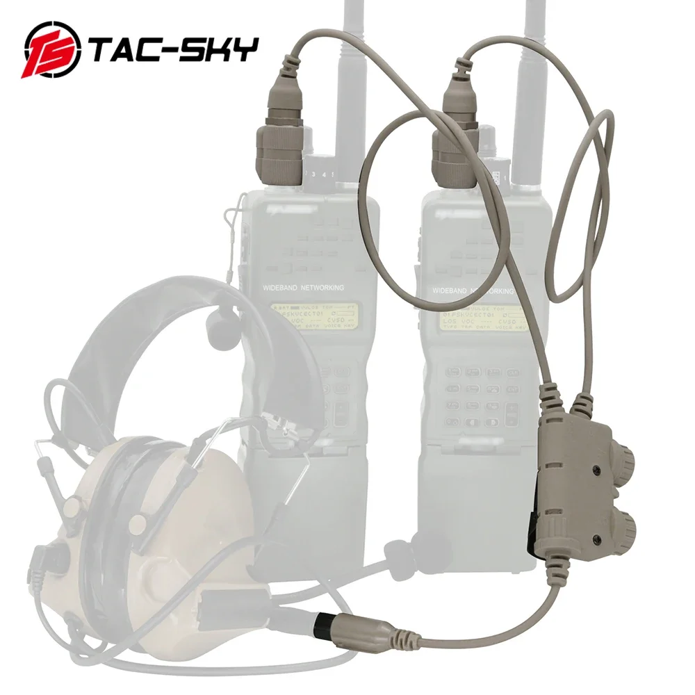 TAC-SKY RAC Adapter Tactical Dual Communication 6 Pin PTT for PRC 148/152 Walkie Talkie Tactical Headset COMTAC Shooting Headset