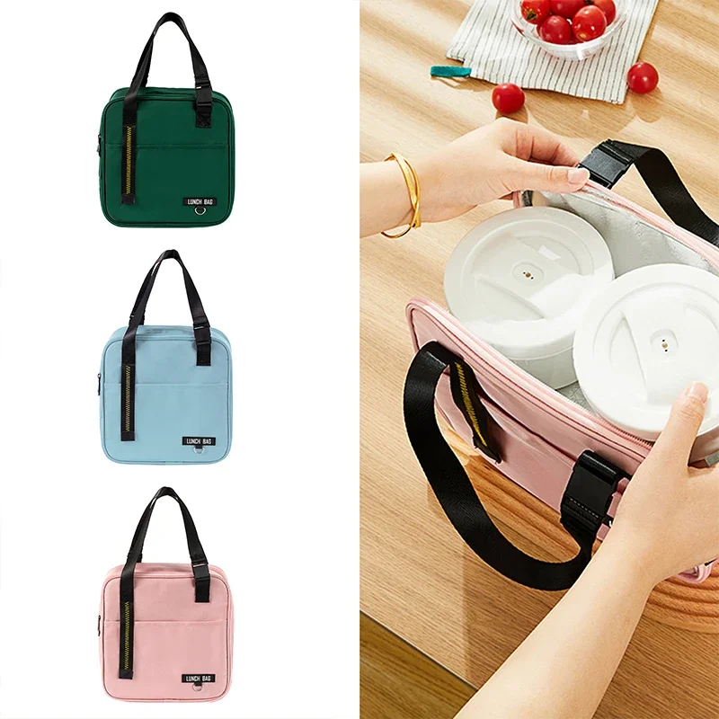 Insulated Lunch Bag Zipper Cooler Tote Thermal   Box Canvas Food Picnic  S for Work Handbag  Pattern Tupper