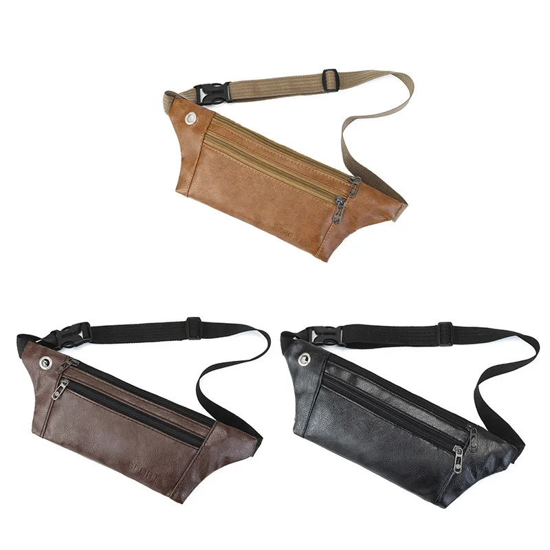 New European and American Fashion Retro Men Waist Bag Leather Crossbody Bag Chest Bag Outdoor Leisure Sports Invisible Belt Bag