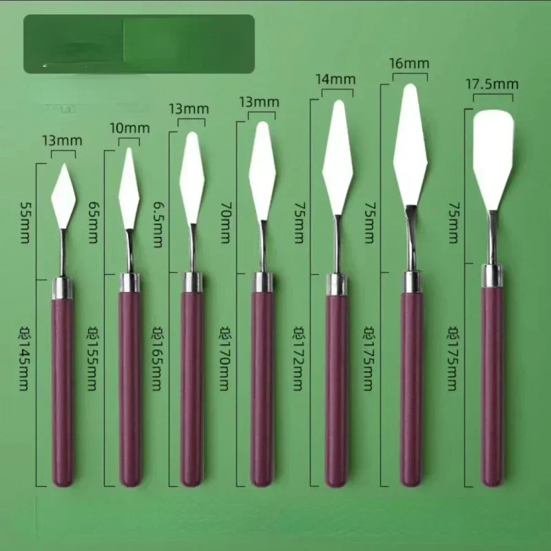 1Set Stainless Steel Knives Artist Crafts Spatula Palette Knife Oil Painting Mixing Knife Scraper Art Tools
