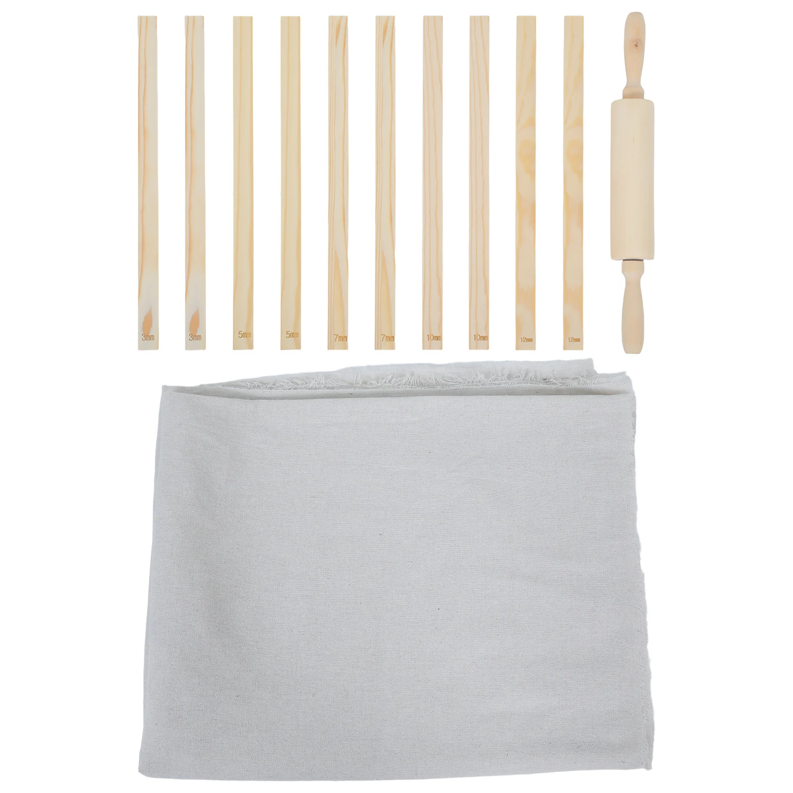 

12pcs Rolling Pin Set Pottery For Clay Thickness Guide Wooden Rollings Pins Linen Tablecloth Mud Stick Guide Ceramic Making