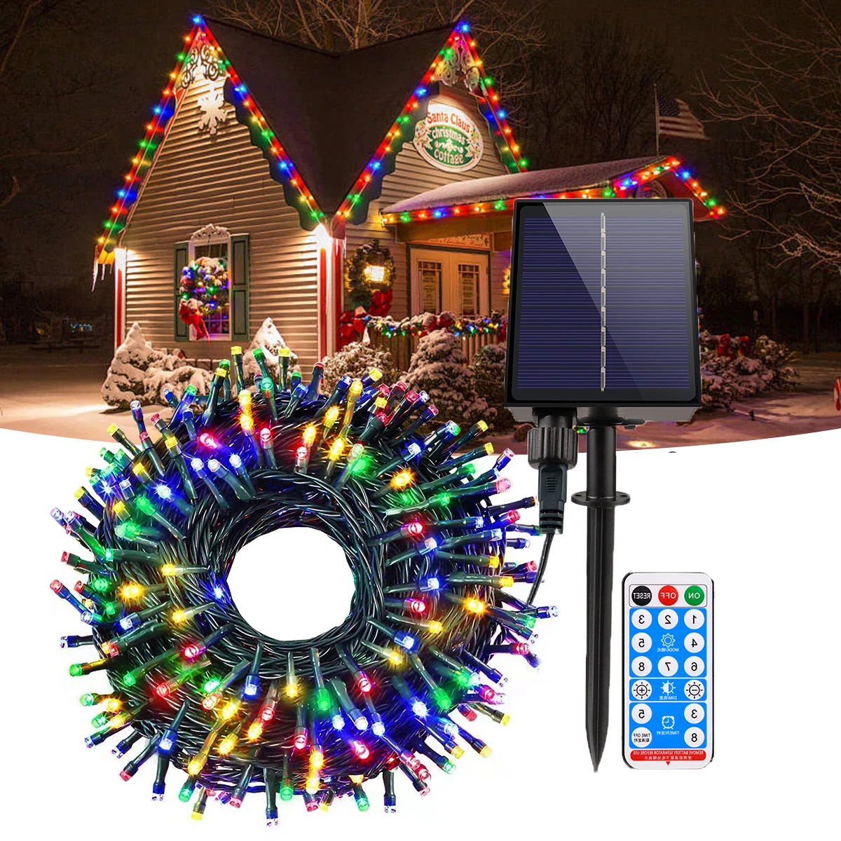 

New Upgraded Solar Powered Ground Plug Lawn Lamp Outdoor Waterproof LED String Garden Lights for Halloween,Holiday Decor 2025