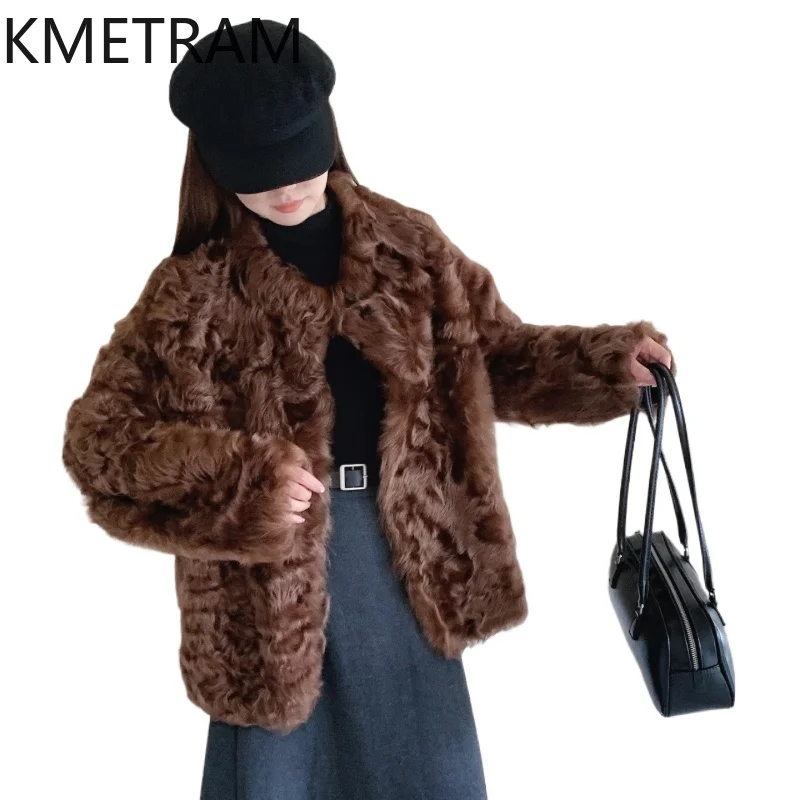 KMETRAM 100% Natural Xiaohu Wool Sheepskin Double Faced Fur Coat Luxury Long Real Fur Jacket Women Winter Clothing 2025 шуба