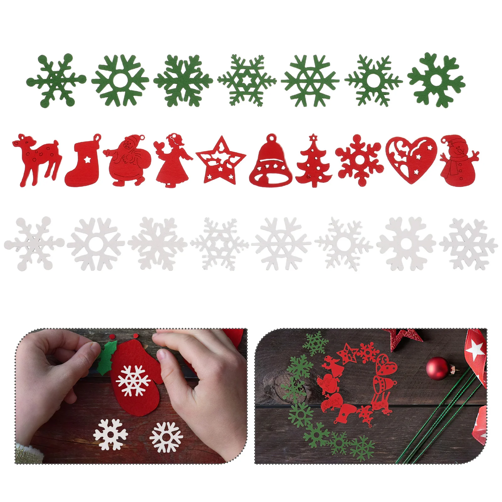 

100Pcs Snowflake Wood Slices Christmas Tree Decorations Winter Holiday Snowflakes DIY Crafts Family Bonding Activities