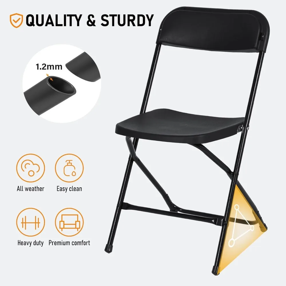 Portable Stackable Commercial Folding Chairs with Steel Frame, 350lb Capacity, Ideal for Indoor Outdoor Events