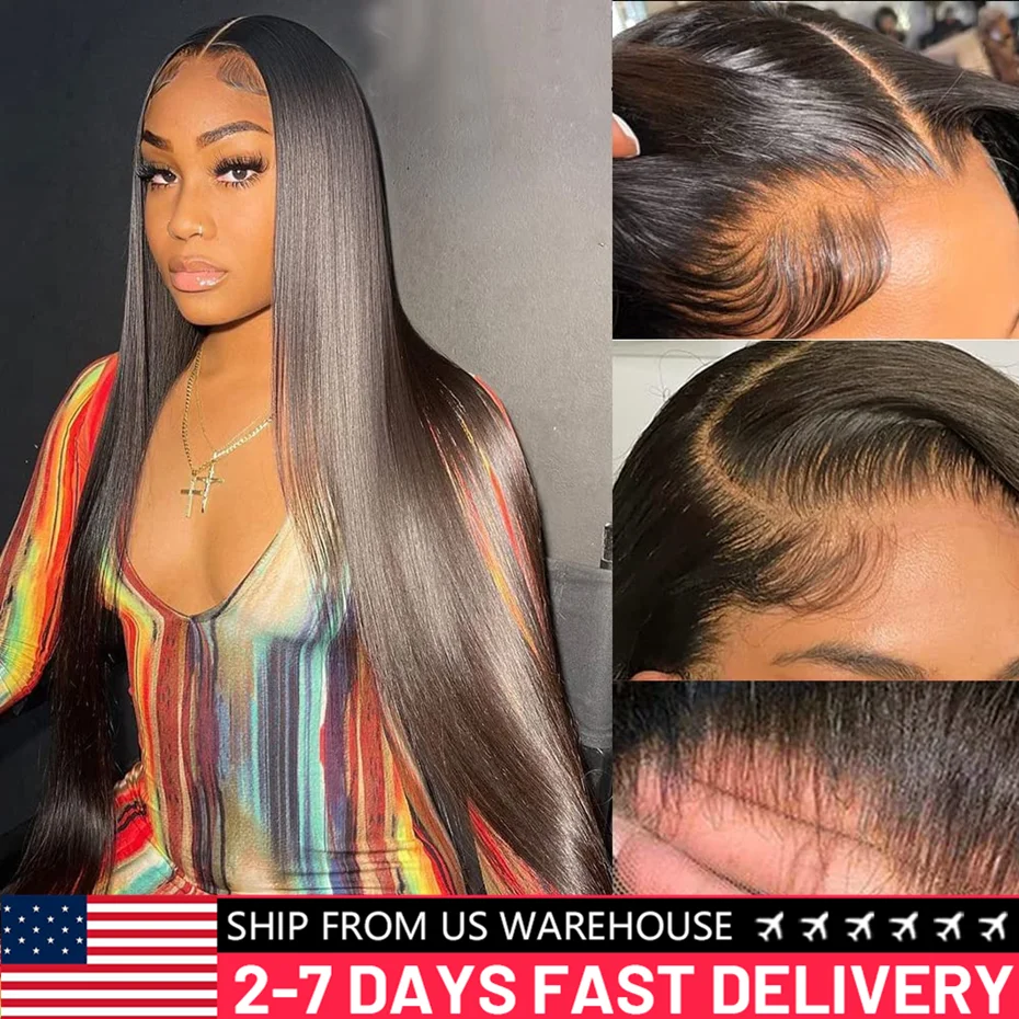 13x4 Straight Lace Front Wig HD Transparent Brazilian Human Hair Wigs 34inches For Women 360 Lace Frontal Wig 4x4 Lace Wig Bling