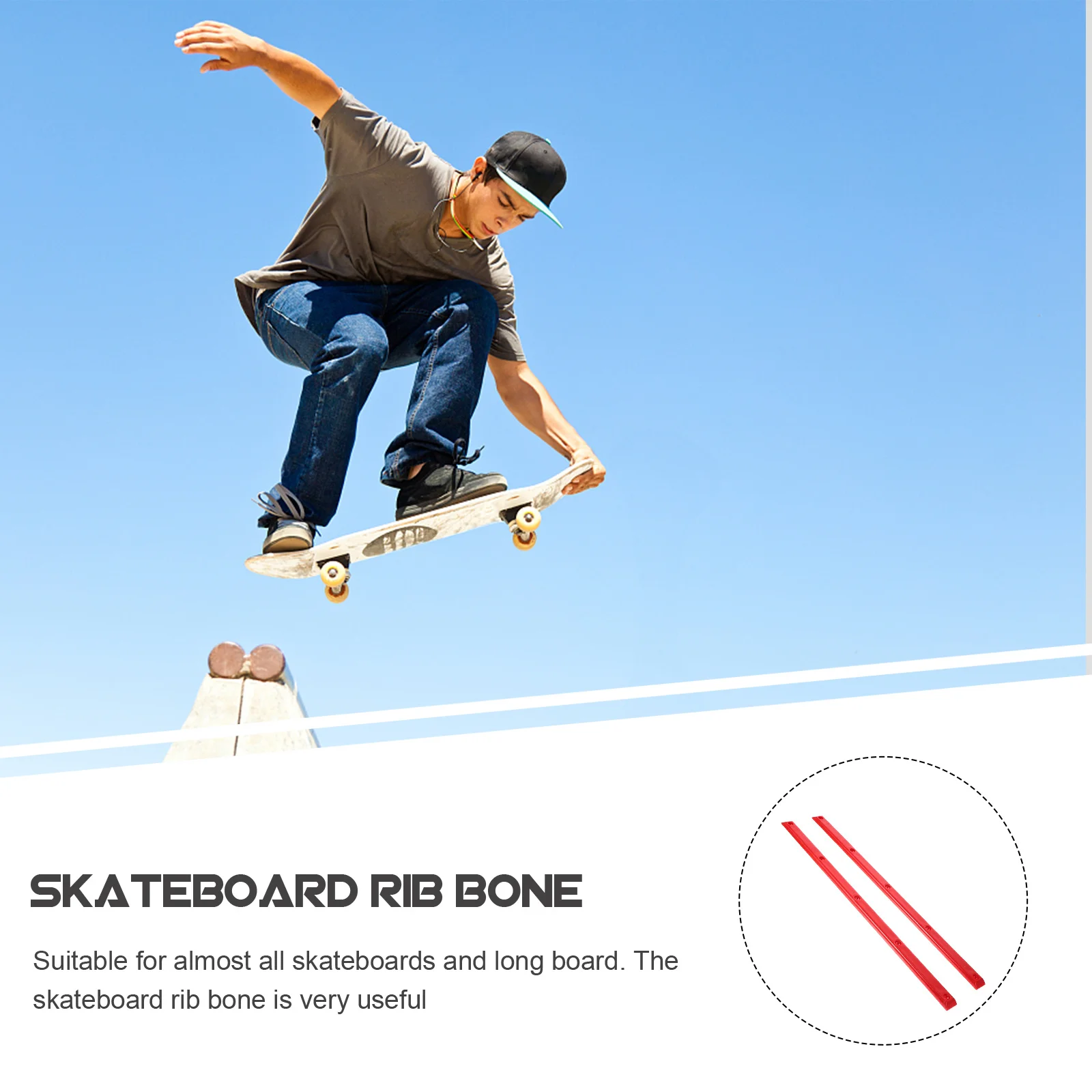 2 قطعة لوح التزلج المضادة للتصادم الضلع العظام سميكة البلاستيك Longboard استبدال السكك الحديدية مقاومة للاهتراء دائم لوح التزلج الملحقات