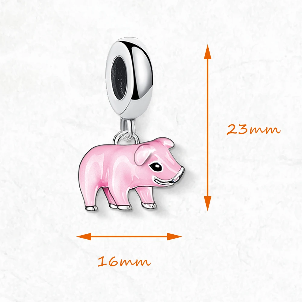 Charm Pendant Pink Pig Women 2024 Summer Brand New Cute 925 Sterling Silver Animal Gift