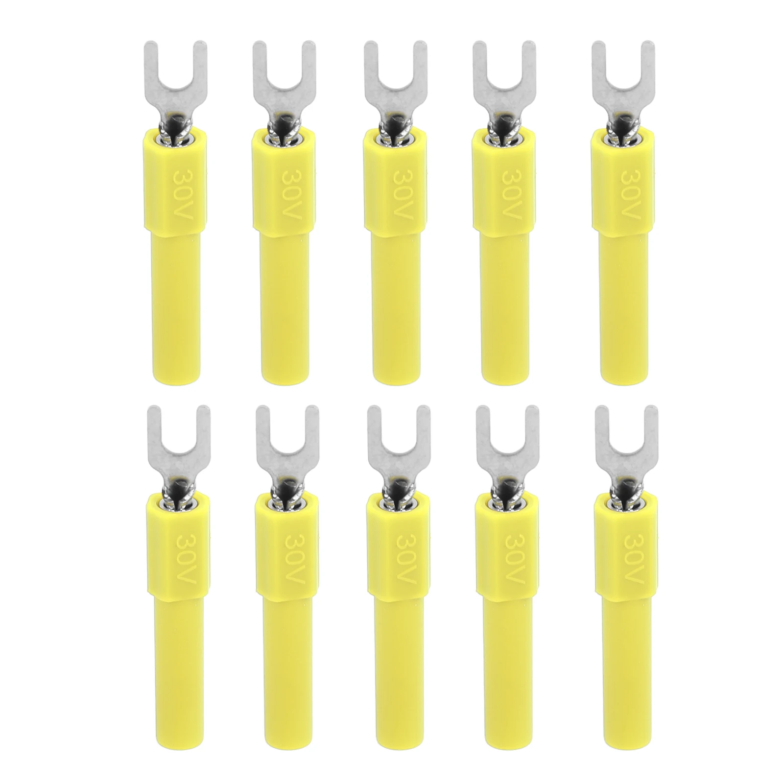 ZK40 10pcs 4mm Fork Spade Wire Connectors U Type Electrical Crimp Terminal for Testing Multimeter