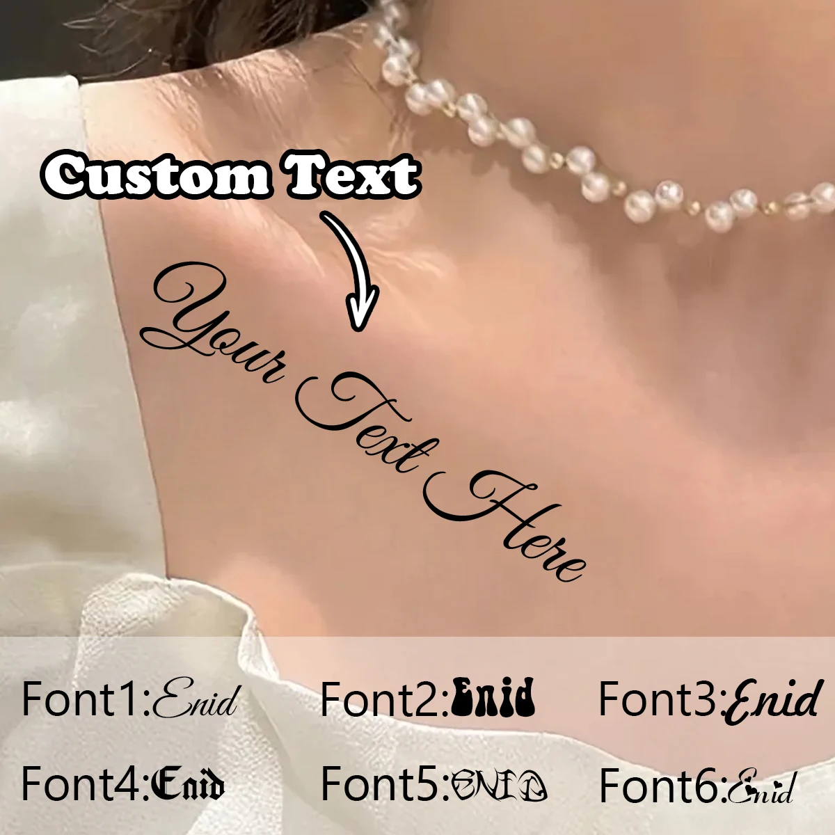 Image of Temporäre Tattoo-Aufkleber mit individuellem Text, personalisierbare Valentinstagsgeschenke, personalisierte Buchstaben-Tattoo-Aufkleber