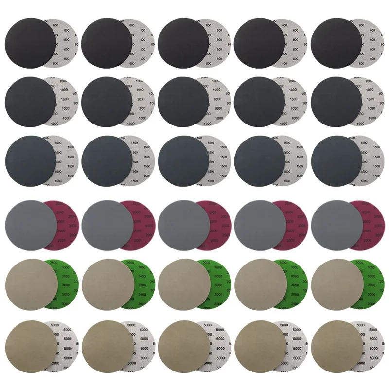 

AAAC-60 Pcs 6 Inch Wet Dry Sanding Discs,6 Inch Sanding Discs Hook And Loop,800/1000/1500/2000/3000/5000 Grit Silicon Carbide