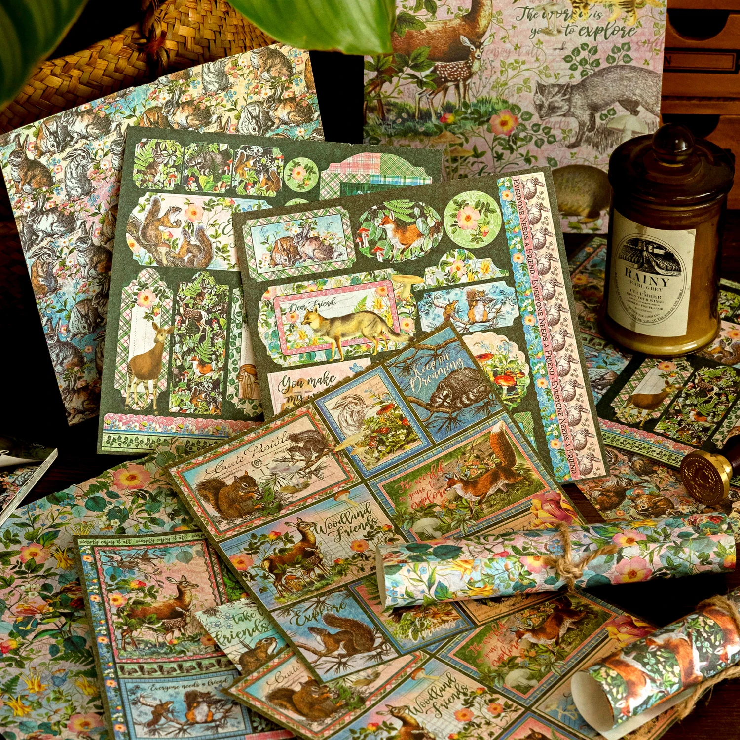 JIANQI 30 sheet Decor Scrapbook Vintage Materials Paper Combo Kit DIY Junk Journal Collage Photo Album Retro Background paper