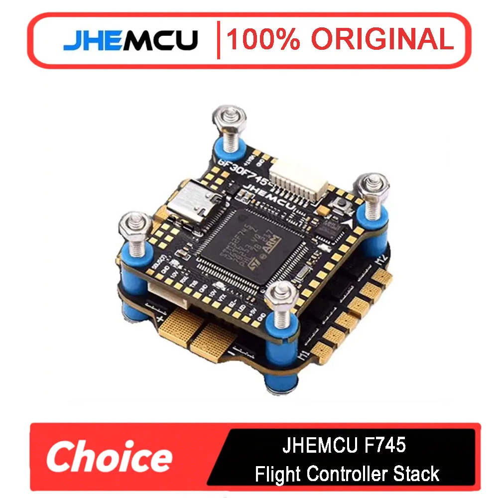 

Стек контроллера полета JHEMCU F745 — GF30F745-ICM с AM32A60 60A ESC 4-в-1, 3–6S 30x30 мм для дронов FPV