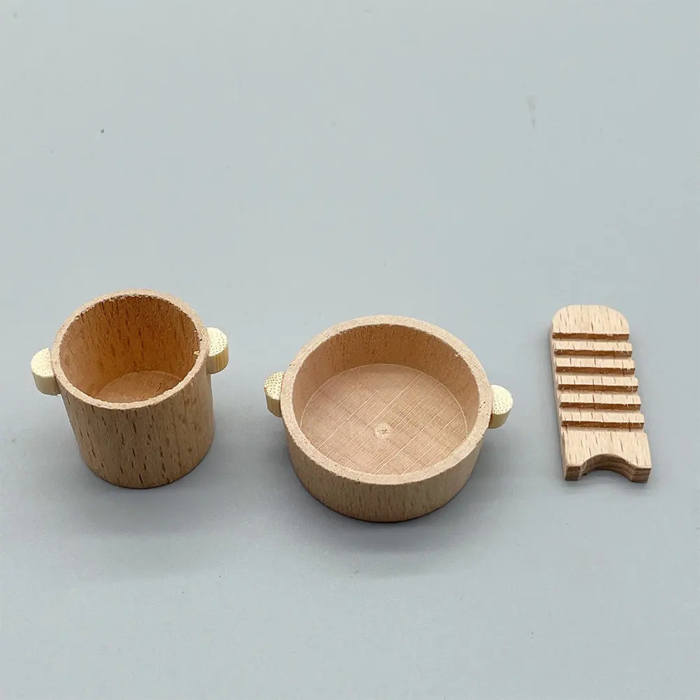 

Набор миниатюрных деревянных табуреток для стирки для кукольного домика, развивающий декоративный аксессуар для дома, для развития когнитивных способностей детей