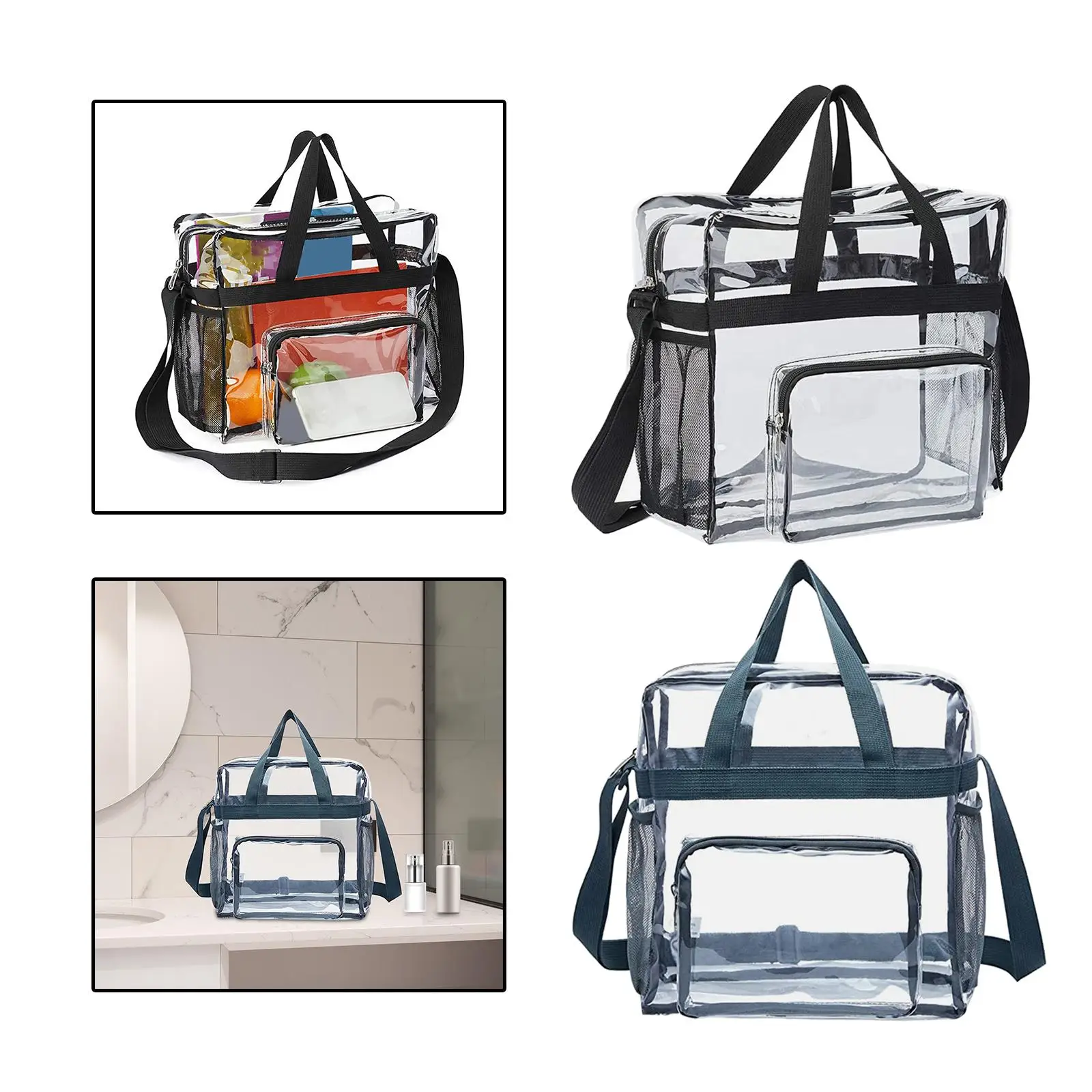 

Transparent Handbag Clear Shoulder Bag with Front Pocket Waterproof PVC Bags