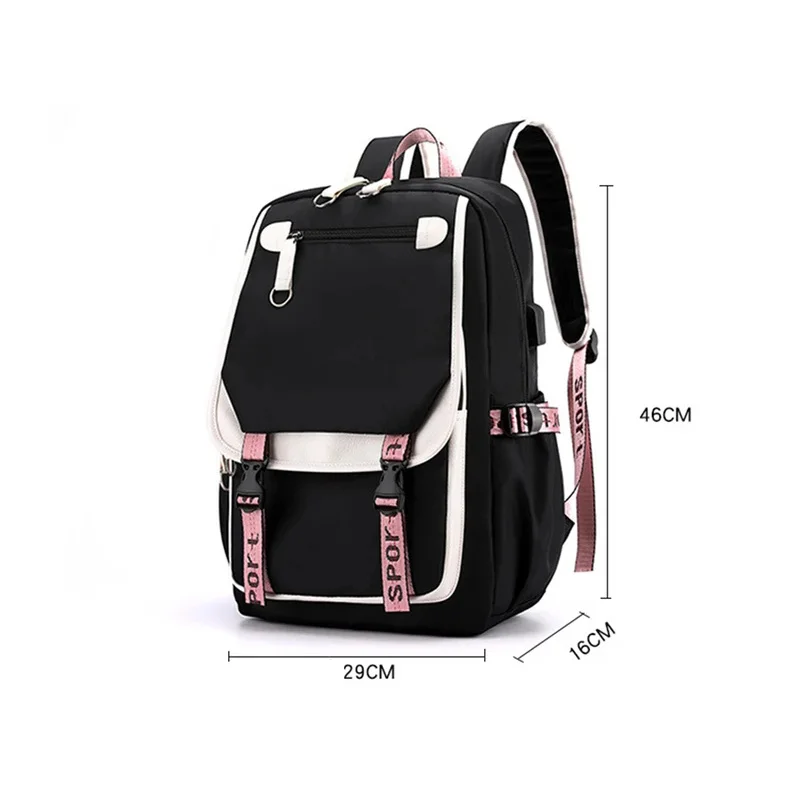 Jojo Bizarre Adventure Backpack Teenager School USB Charging Bags Men Women School Bag Travel Mochila