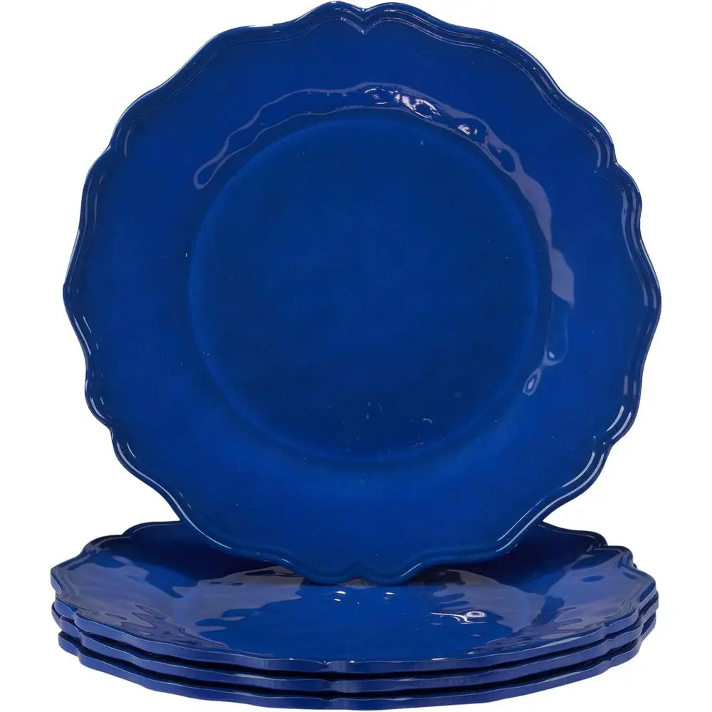

Isabella Blue Unbreakable Melamine Salad/Dessert Plates, Set of 4 – BPA-Free 9" Lightweight Plates for Indoor Outdoor Use, Chip-