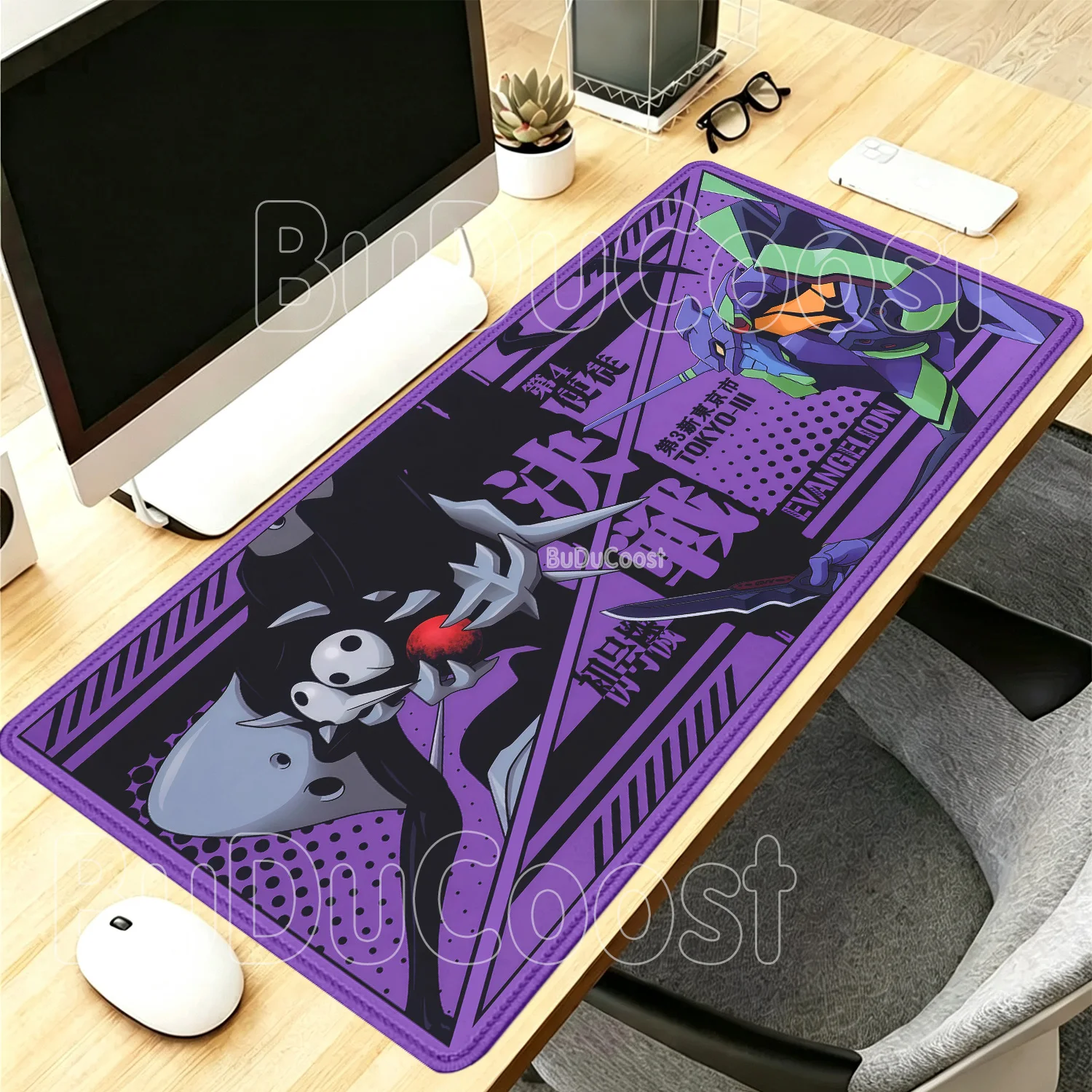 Alfombrilla de ratón grande con impresión HD Evangelione EVA 01, accesorios de oficina para juegos, alfombrilla para ratón para juegos de ordenador, alfombrillas de Anime para juegos de PC, alfombrilla de escritorio