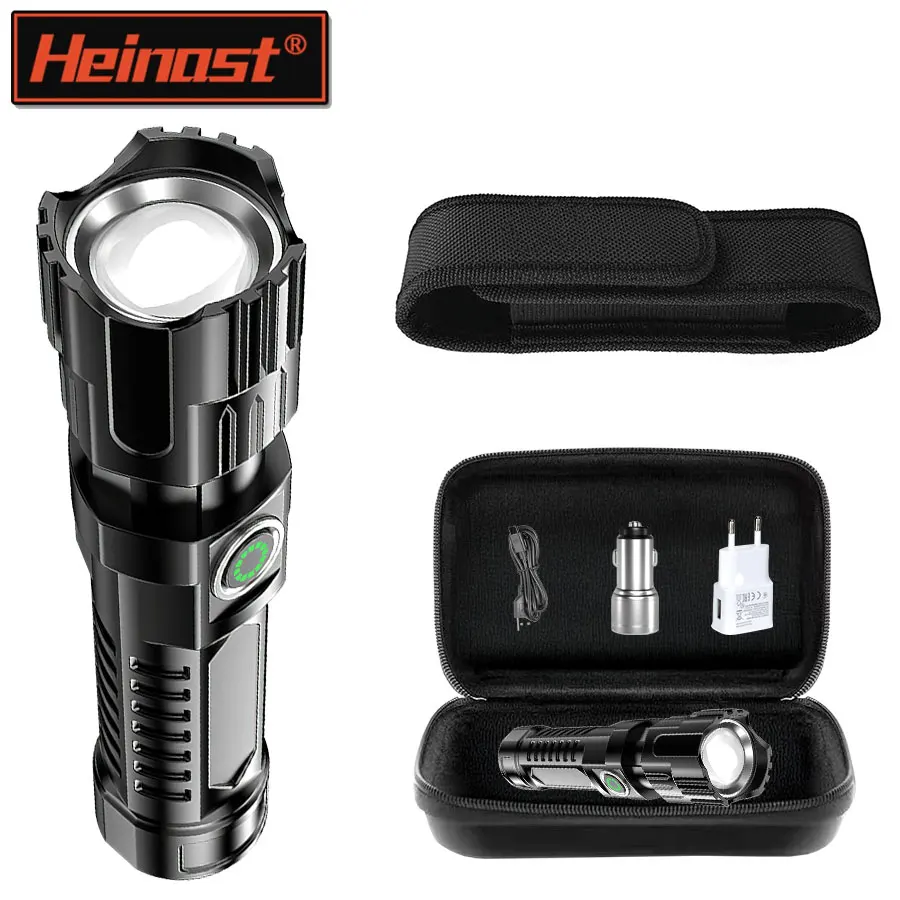 NUOVE torce portatili portatili con zoom telescopico Lanterna di emergenza ricaricabile USB a LED super luminosa per il campeggio all'aperto