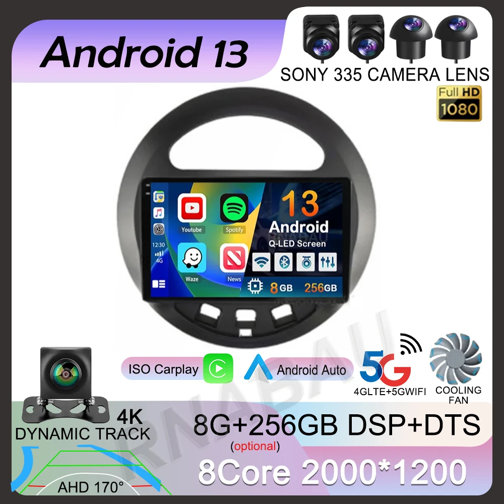 

Android 13 Carplay Auto Car Radio For Geely Panda Gleagle GX2 LC Kandi 2009-2016 Navigation GPS Multimedia Video Player Stereo