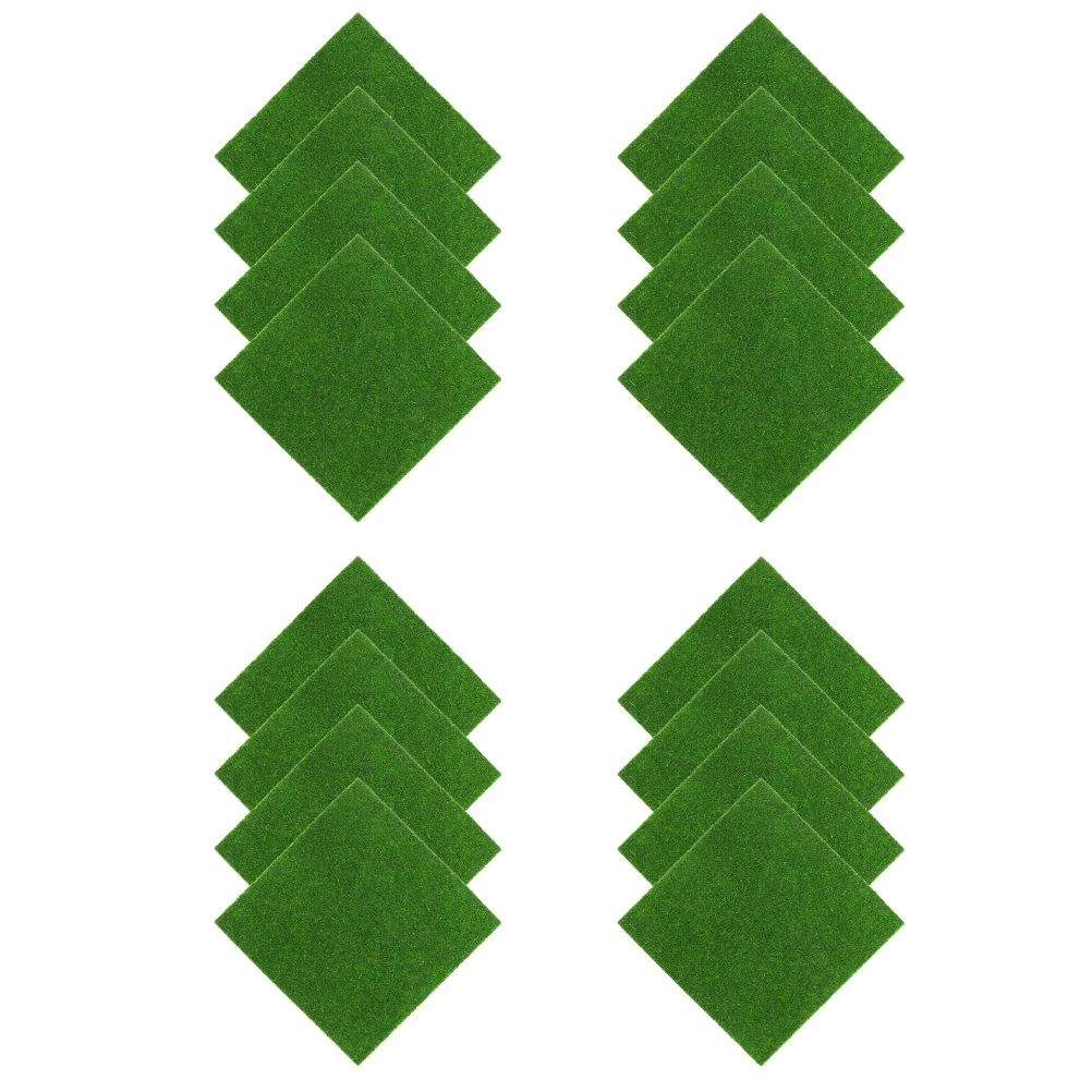 테이블 장식용 16개 시뮬레이션 이끼 매트 인조 잔디 러그 인공 가짜 이끼 15cmx15cm DIY 공예 테라리움 분재 홈