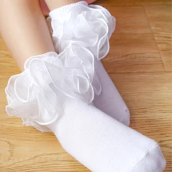 Ins Fashion calzini da ballo per bambini Princess Girls Frilly Sock Soft Infant Baby Socken Ruffle Socks For Kids School alta qualità