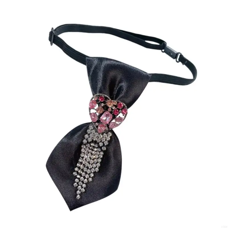 

Elegant Rhinestones Heart Tassels Pre Tied Neck Tie for Women Fashion Accessory