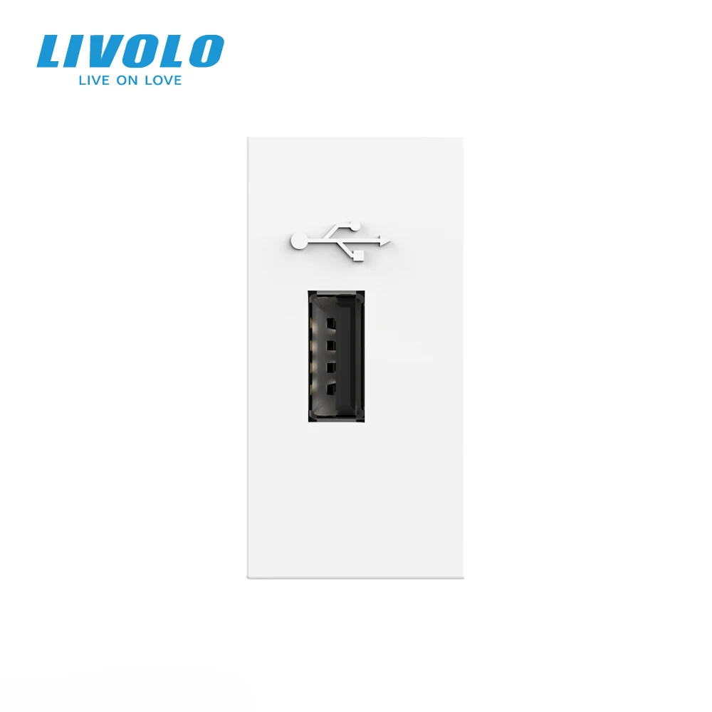 Livolo EU Standard DIY Parts Plastic Materials USB Plug Socket / Wall Outlet Function Key ,USB Charge VL-FCUS (No Metal Plate)