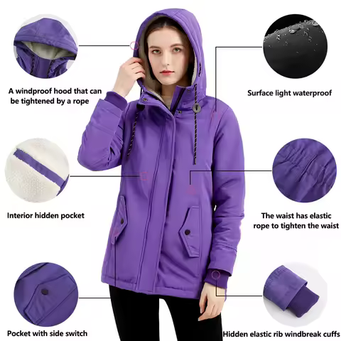 Women's Warm Hooded Parkas, Thick Plush Coats, Female Mid-Long Cotton Jacket, Winter Outwear, Big Size, S-5XL