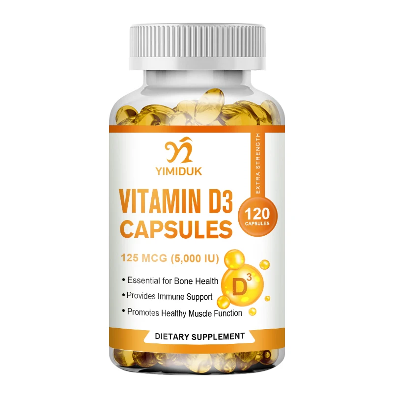 

Vitamin D3 5000 IU, Raw Whole Food Supplements for Bone & Immune Health, 120 Vegetarian Capsules