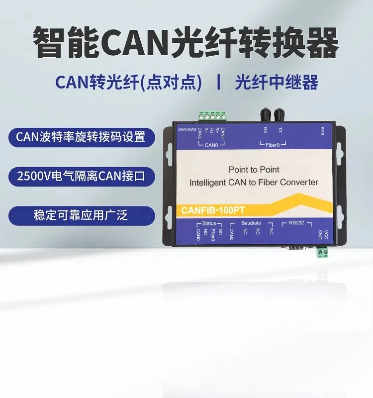 CANFIB-100PT (CANFiber-9000A) intelligent CAN bus to fiber (point-to-point)