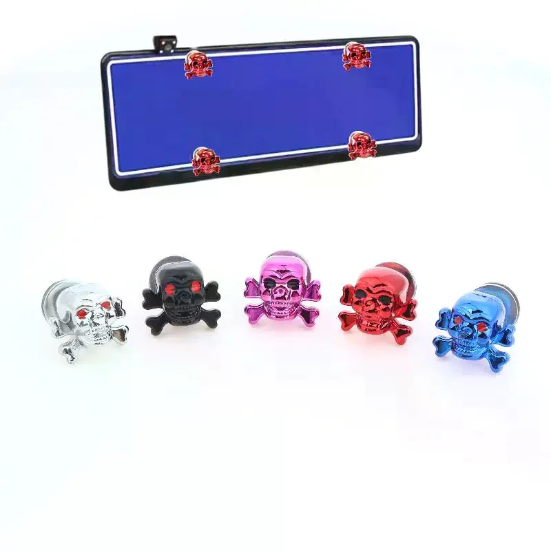4Pcs Car Truck Fastener Cap Bolts Motorcycle License Plate Frame With Bone Head Auto License Plate Screws For Car Motorcycles