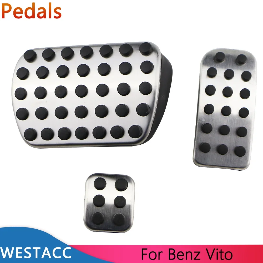 3Pcs Car Pedals Accelerator Foot Brake Pedal Cover for Mercedes Benz V Class V-Class Vito Metris Viano W639 W447 Accessories