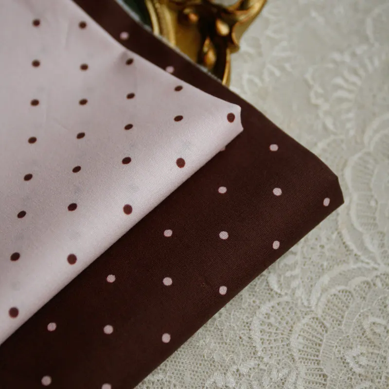 Strawberry Chocolate Polka Dot 40s Thin Cotton Fabric for Hair Scrunchies Dress DIY
