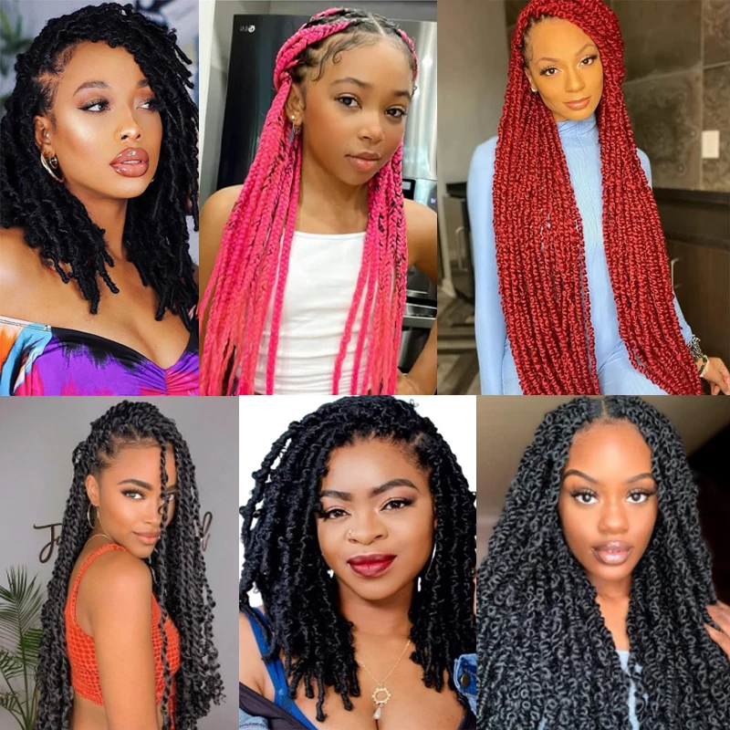 Rambut Afro Twist 8 Paket Rambut Kepang Marley Sintetis Lentur dan Lentur, Rambut Kepang Terpisah untuk Rambut Locs Lembut, Rambut Crochet