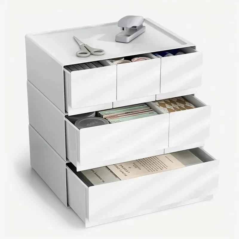 Storage Box Plastic Desktop Storage Box Cosmetics Drawer Organizing Box Free Combination Multi-layer Stackable Jewelry Box