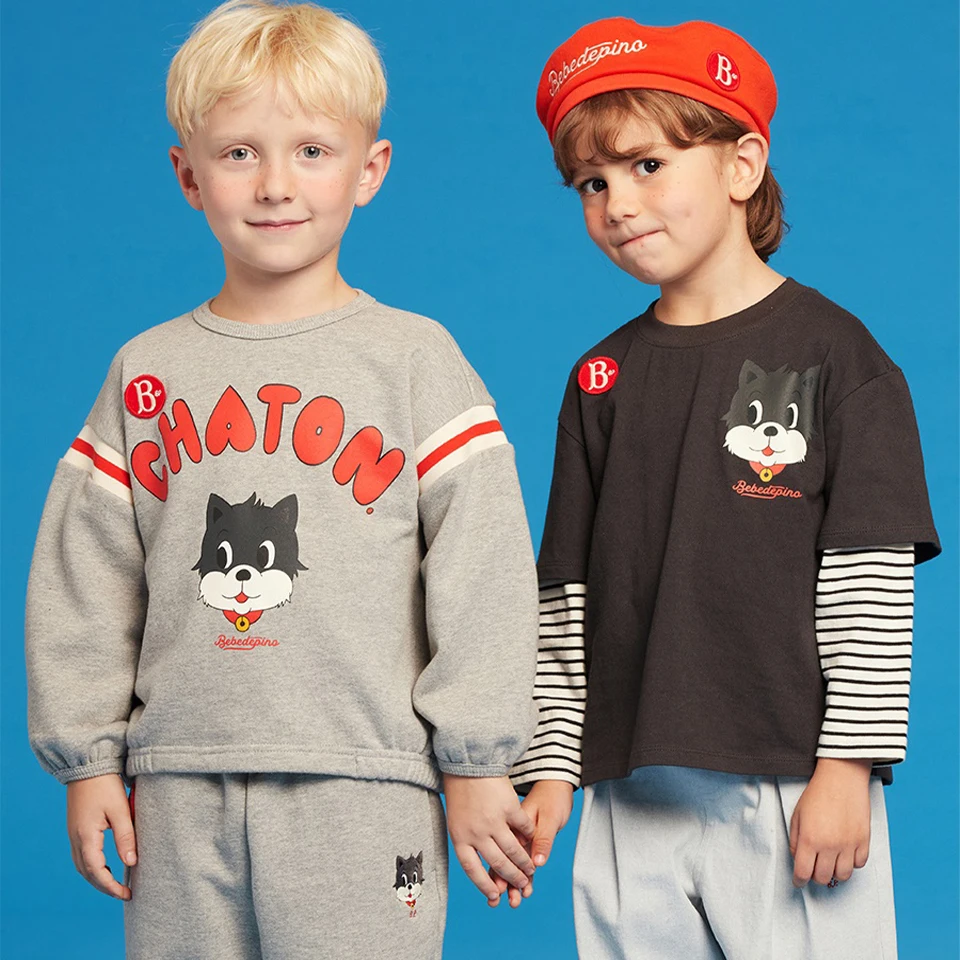 Sudadera de algodón con estampado completo para niños y niñas, abrigo deportivo con capucha y pantalones, ropa de invierno, 2023