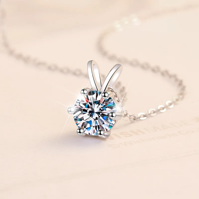 جديد مويسانيتي قلادة مع pt950 تصفيح قلادة 1 قيراط تشو الأسرة ستة مخلب موضة بسيطة s925 الفضة النقية مجوهرات الزفاف #3