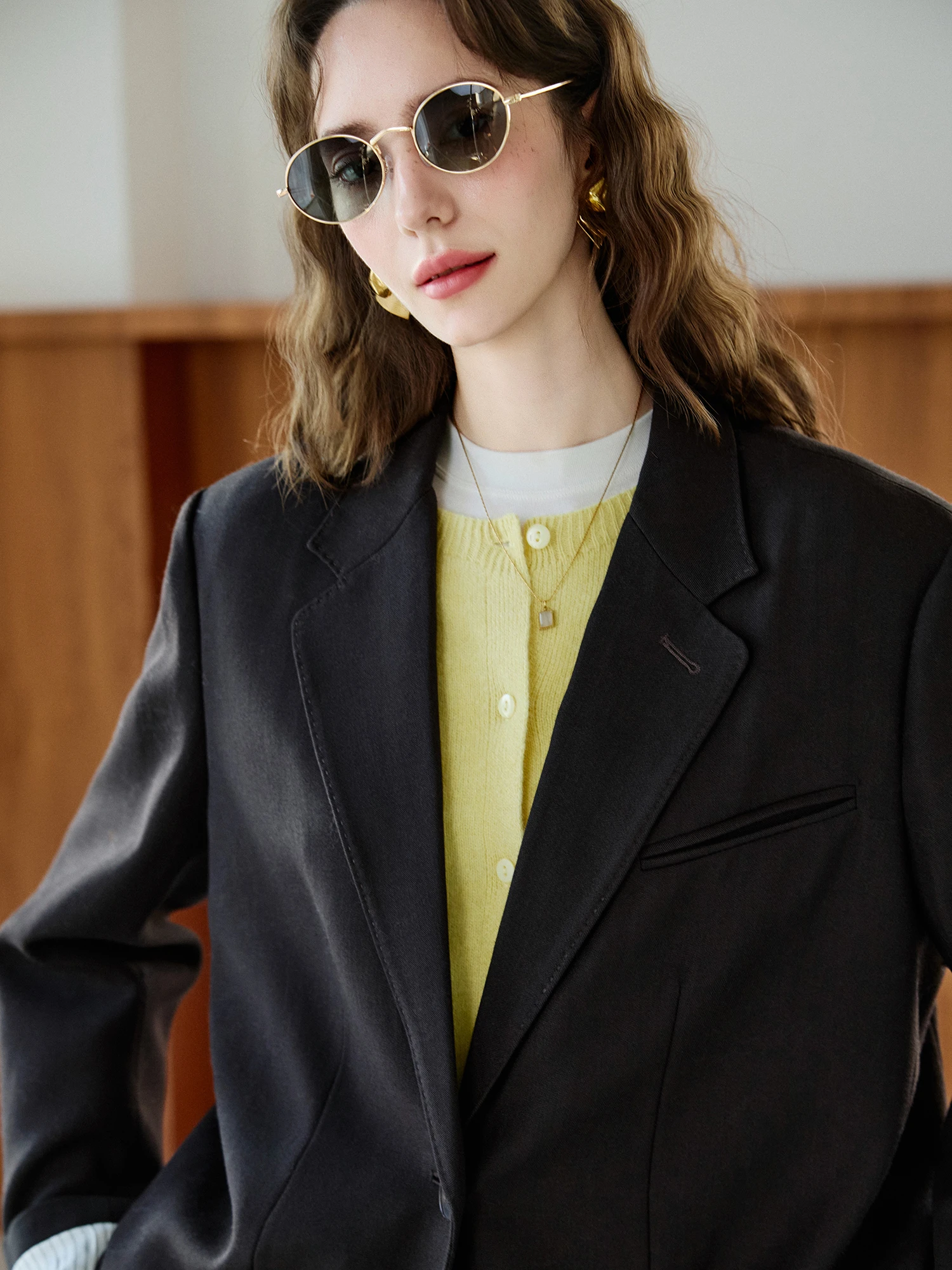 Colete de Lã Feminino Casual para o Dia a Dia: Casaco Solto e Elegante para o Escritório e Uso Diário