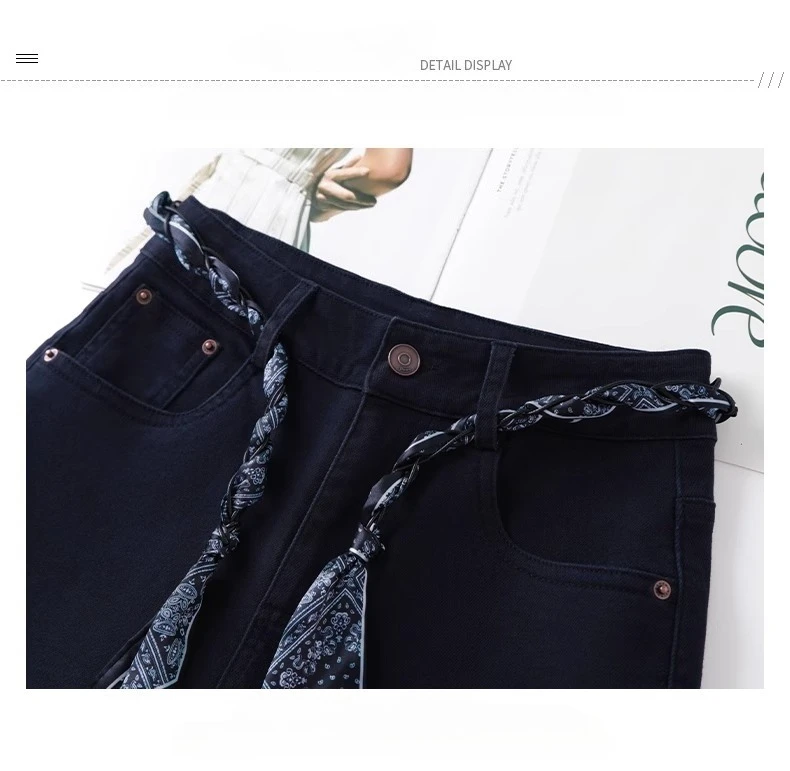 Pantaloni da donna nuovi primaverili e autunnali, jeans slim fit a gamba dritta a vita alta, pantaloni casual da pendolarismo