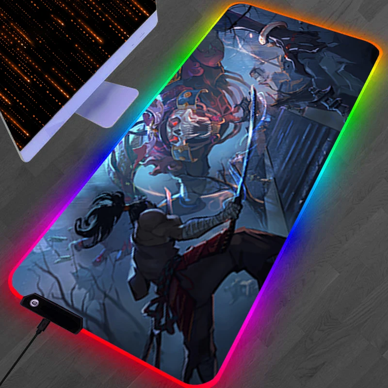 

RGB LED Mouse Pad Laptop Rubber Cartoon Extended Pad Desk Mouse Mat Computer Game Mousepad PC Accessories Samurai Keyboard Pad