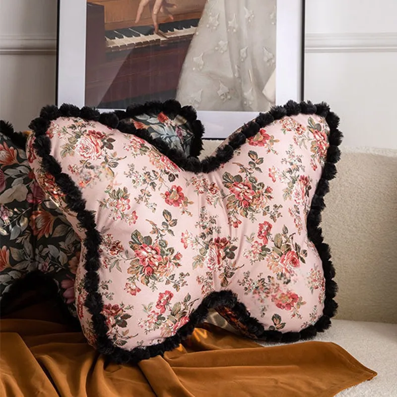 

Vintage Butterfly Shaped Throw Pillow Sofa Bed Couch Floral Decor Cushion Bedroom Sofa Home Decoration Home Textile Cushion