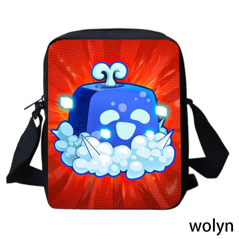 Mochila Cartoon Shoulder Bag for Kids ,Anime Games B-Blox Fruit Child Sling Bag for School , School Crossbody Bag for Pupil