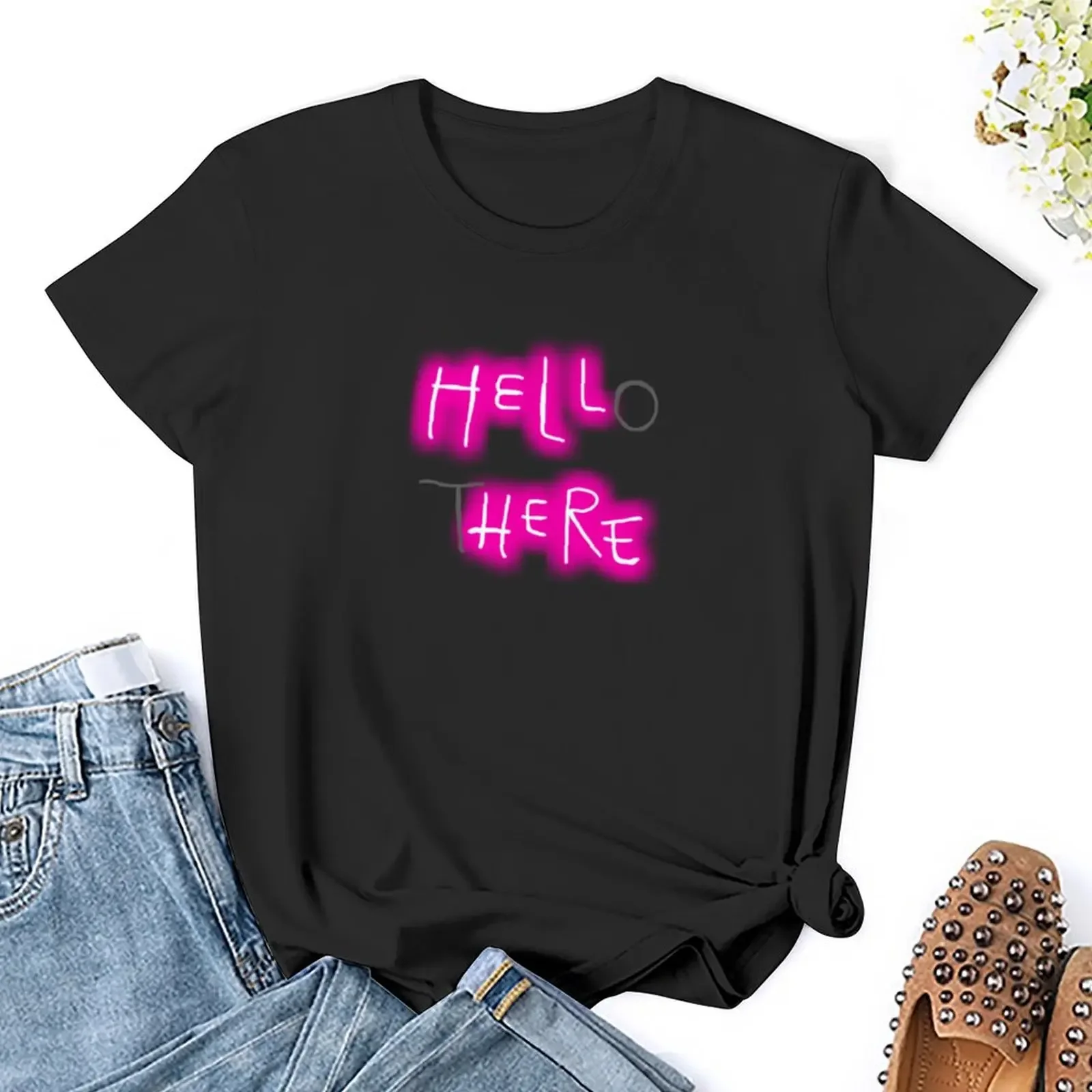 T-shirt surdimensionné imprimé animal pour filles, T-shirt blanc vintage, Hello There, femmes