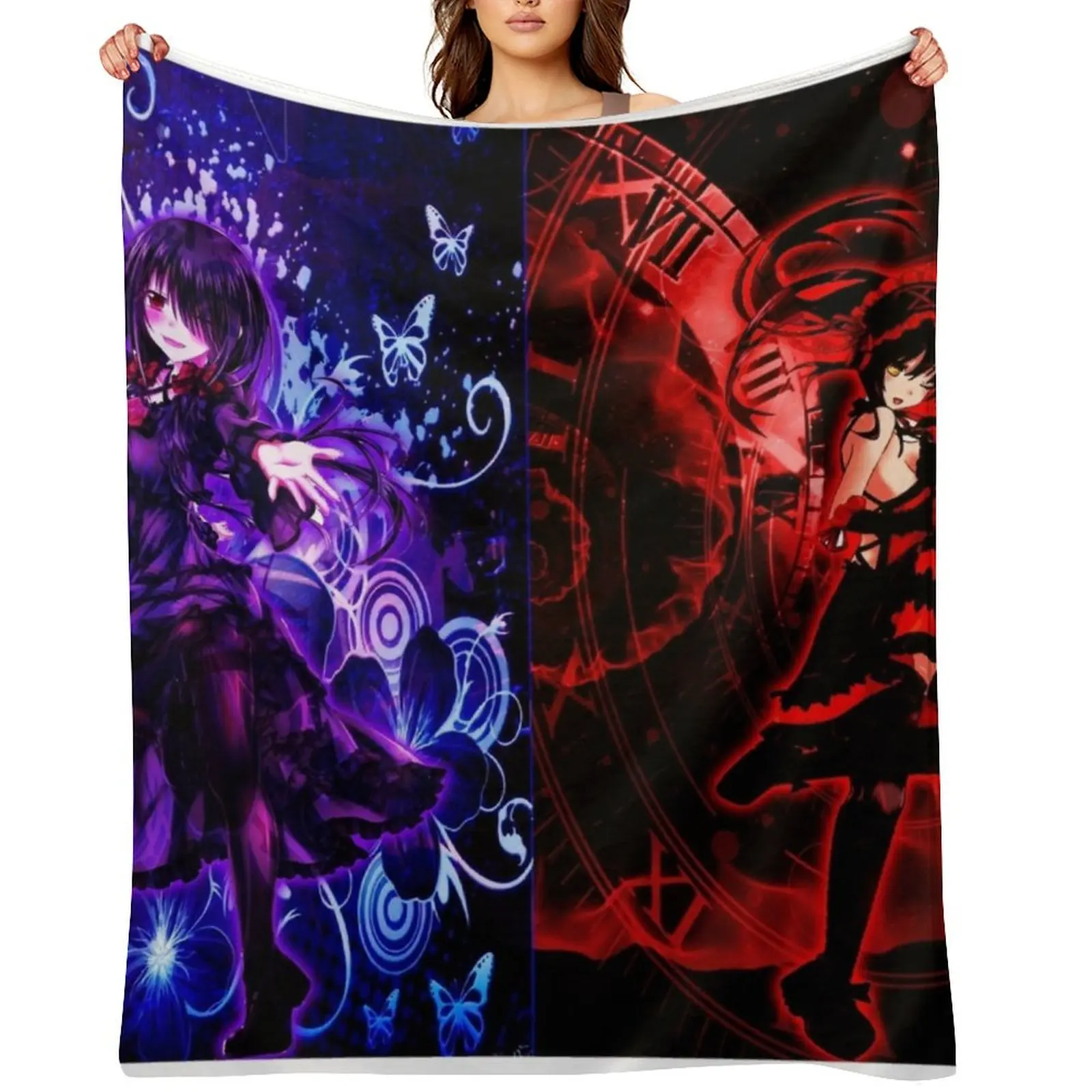Kurumi Tokisaki - Yandere Throw Blanket cosplay anime Sofa Quilt Retros Shaggy Blankets