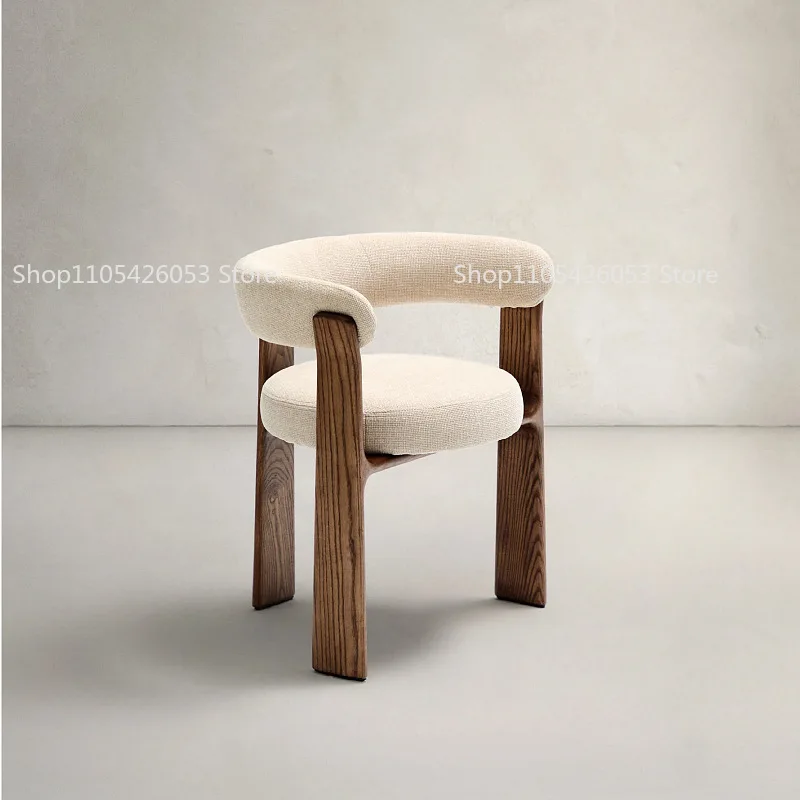 Chaise de salle à manger moderne, simple, design, haut de gamme, en bois massif, pour hôtel, restaurant, loisirs, en tissu, négociable